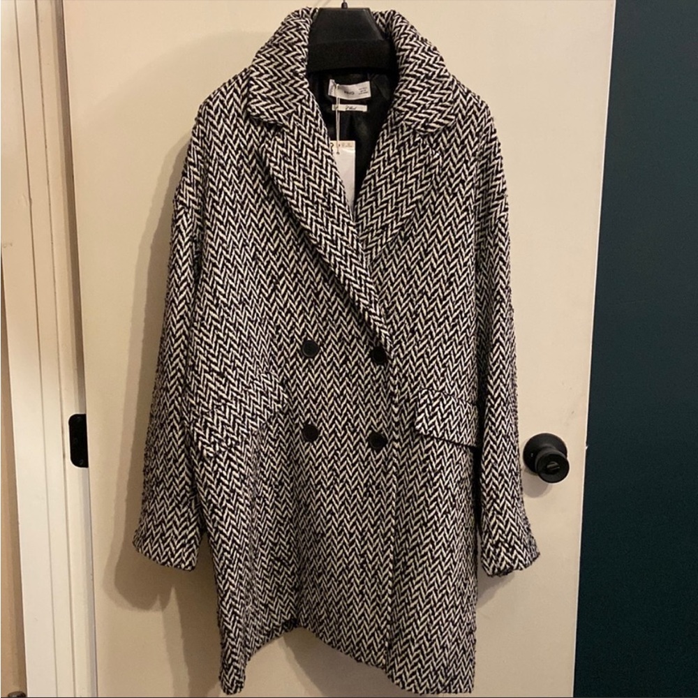 Mango Double Breasted Herringbone Coat View 2